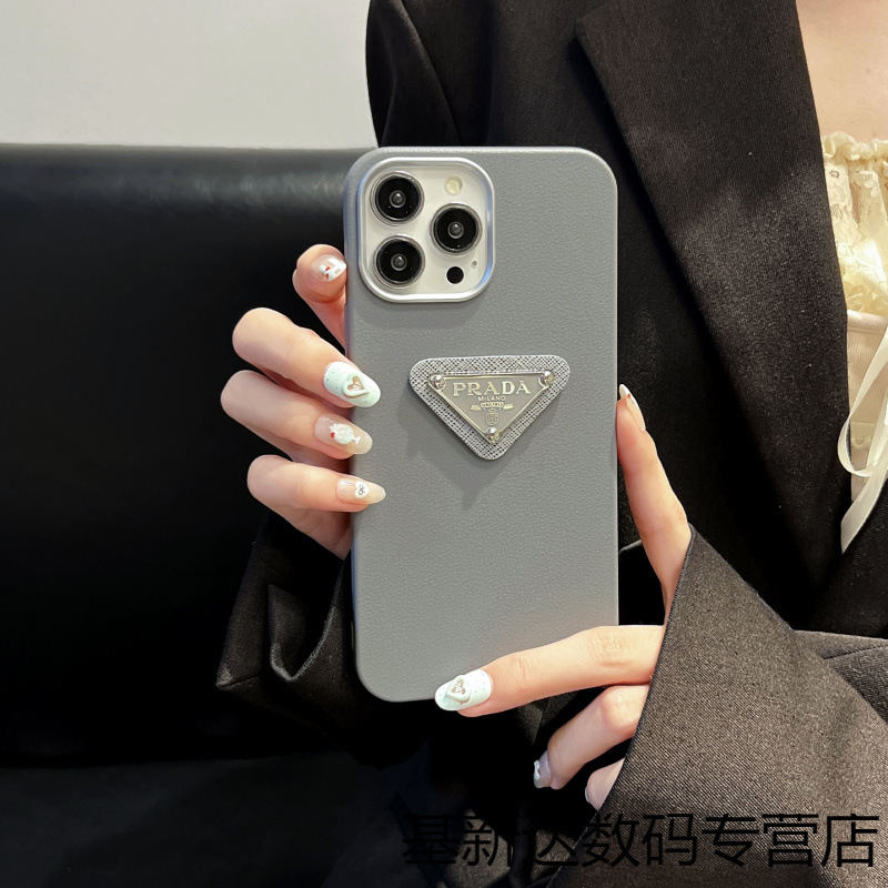 Suitable for Iphone15Promax Mobile Phone Case Plain Leather Texture 13 Anti-Fall Protective Cover 12 Cross-Border Export 16 Couple 14