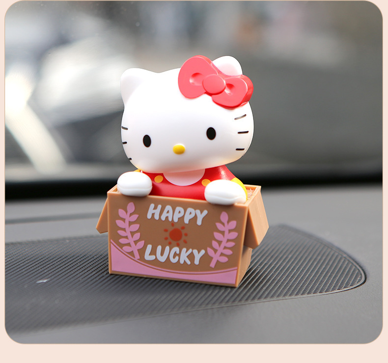 Hellokitty Car Decoration Ornaments Shaking Head Solar Car Toy Dashboard Ladies Car Interior Fashion