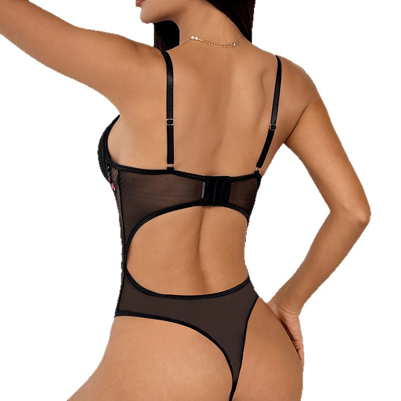 Lace transfronterizo perspectiva sexy ropa interior bordada impresión comercio exterior Europa y América hueco con camisolas de eslingas