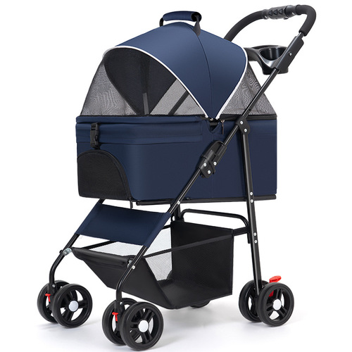 Pet stroller for small dogs, lightweight and foldable, suitable for Terrier Corgi cats, for walking and outdoor use, manual push cart, with separation function