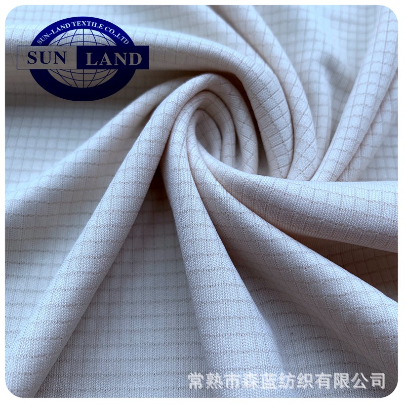 现货供应 轻薄速干马拉松跑步速干衣 50D全涤抽条小方格