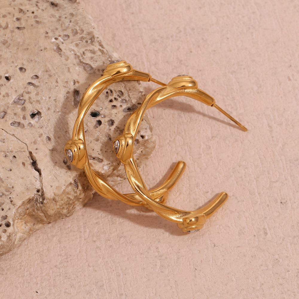 Plated 18K Gold Love Zircon Stainless Steel Earring