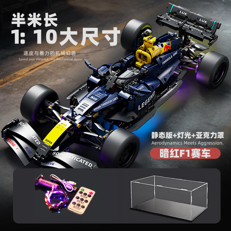 跨境新款F1方程式赛车遥控玩具积木车兼容乐高科技机械拼装跑车男|undefined