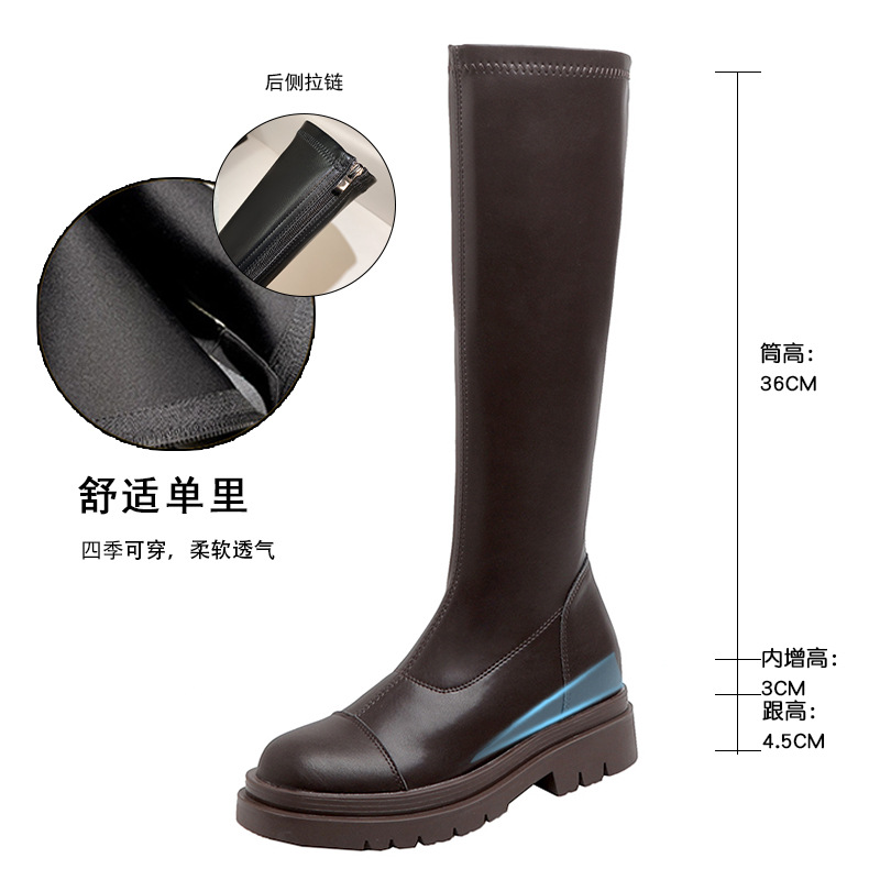 Pequeñas botas de altura hasta la rodilla zapatos de otoño e invierno para mujer botas finas botas elásticas de caballero botas altas de suela gruesa image 12
