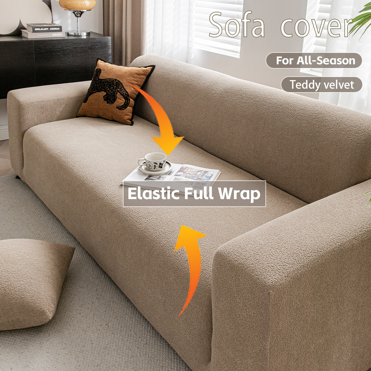 Fuente transfronteriza sofá de peluche impermeable, doble doble triple cubierta de asiento, todo incluido, cuatro estaciones antipolvo, sofá antideslizante universal