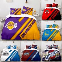 篮球队标3D印花外贸专供 跨境亚马逊/eBay/湖人篮球队徽NBA三件套