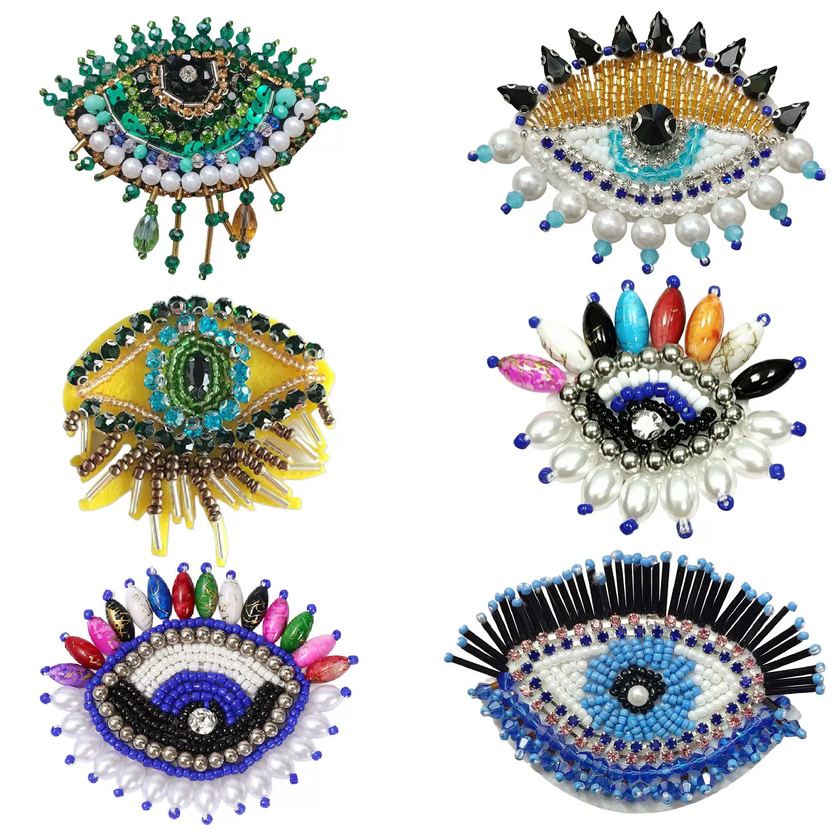 眼睛手工钉珠布贴珠片花朵鞋帽T恤亮片装饰花DIY饰品辅料补丁贴