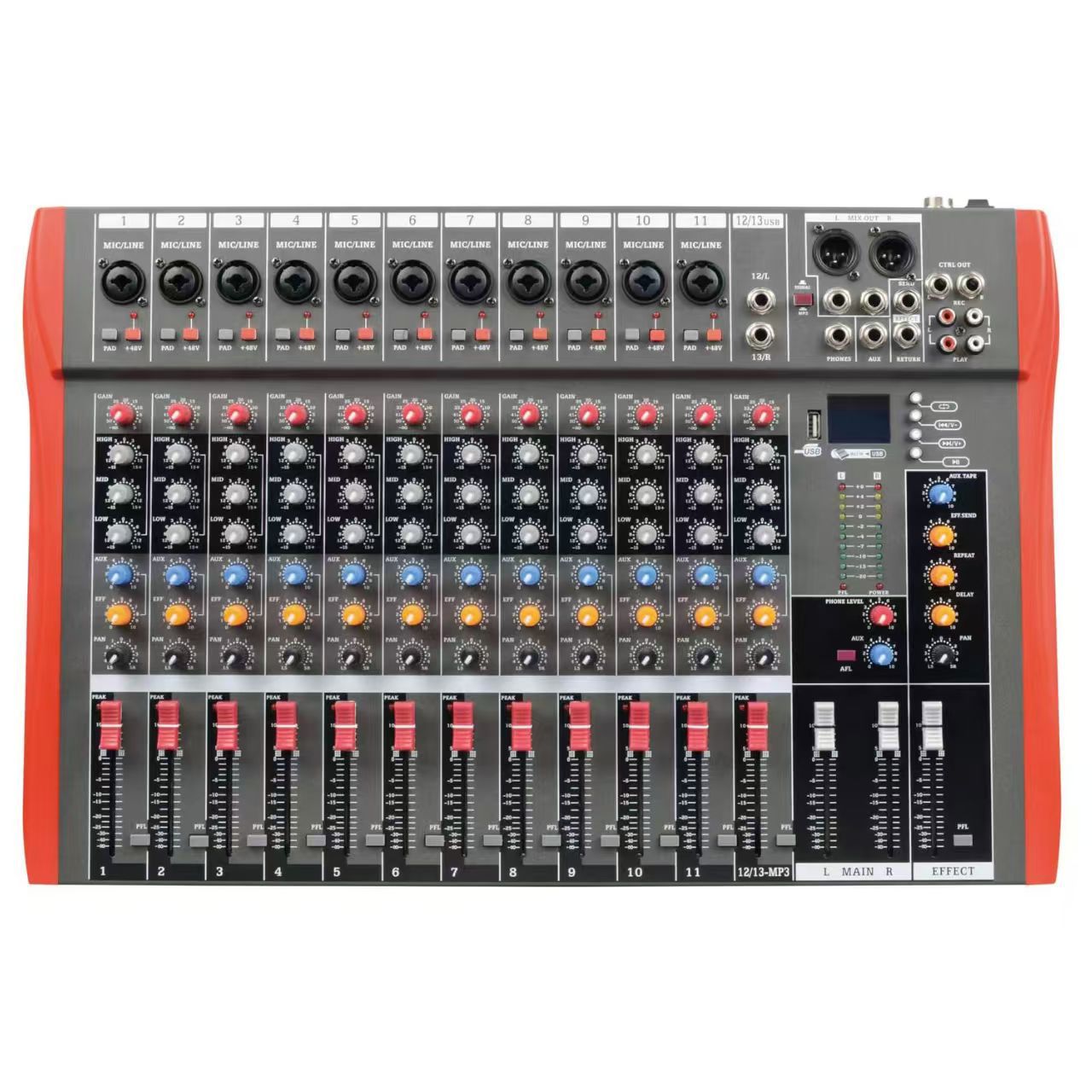 Mezclador profesional de 6 / 8 / 12 con efecto de reverberación USB Bluetooth para rendimiento de audio de escenario