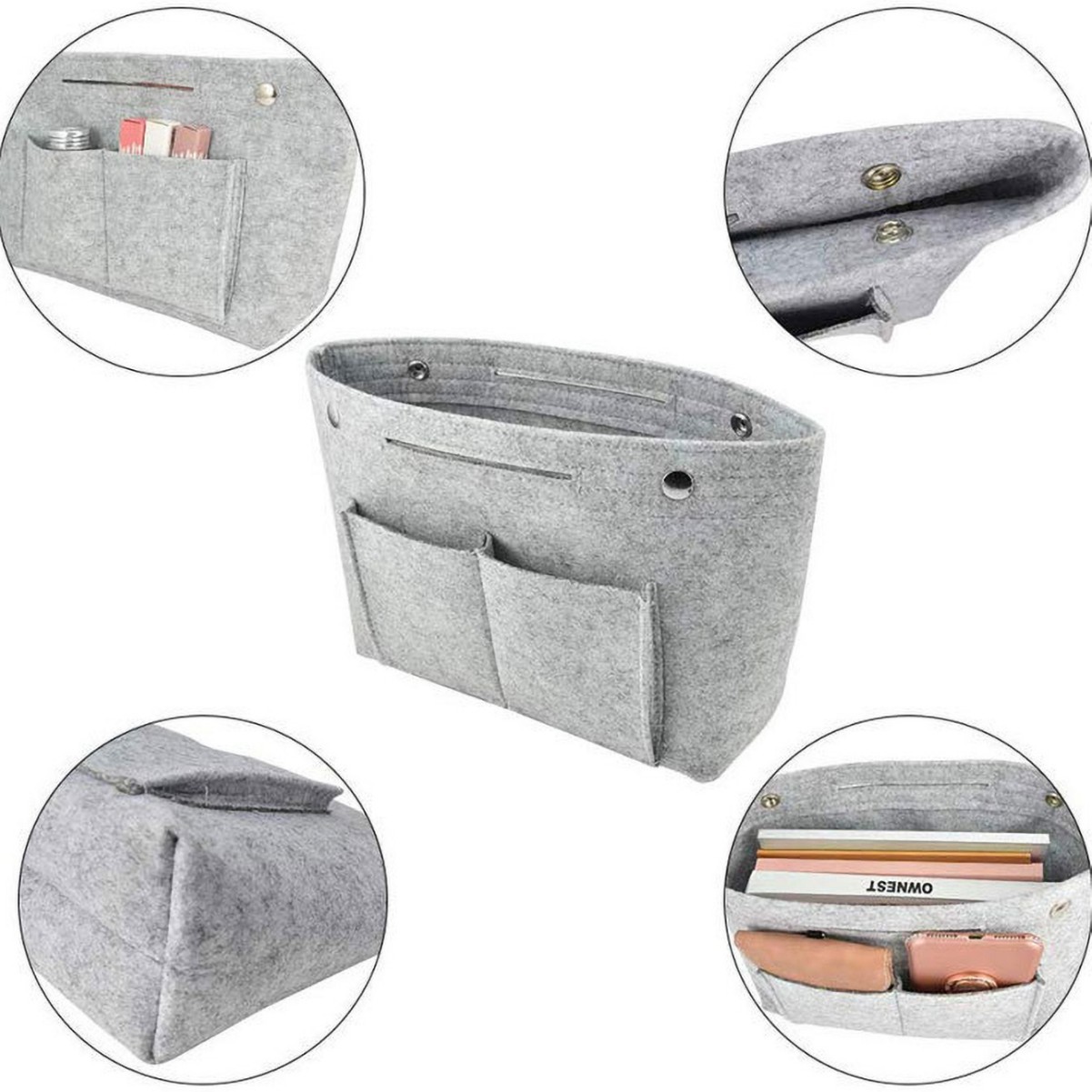 Bolsa de fieltro de comercio exterior bolsa de almacenamiento bolsa intermedia bolsa de organizador bolsa de forro bolsa interior bolsa de soporte bolsa de organizador Almacenamiento de bolsa de cosméticos grande