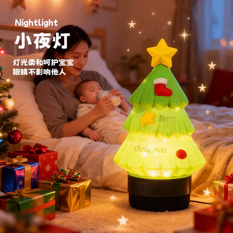 Tk-493 Christmas Tree Bluetooth Speaker Rhythm Light Desk Bedside Night Light Kidsren's Holiday Gift Ornament Speaker