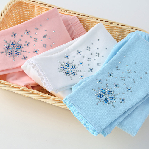 Girls' Elsa Princess Embroidered Denim Pants  Autumn Glittered Medium and Small Children's Versatile Pants Spring and Autumn Outwear Children's Pants