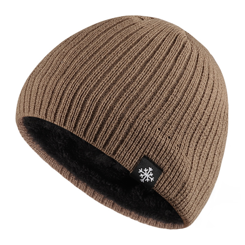 Chapeaux unisexes pour hommes et femmes, chapeau simple en tissu avec étiquette en flocon de neige, chapeau tricoté pour sports de plein air, chapeau chaud décontracté pour femmes_voghion.com