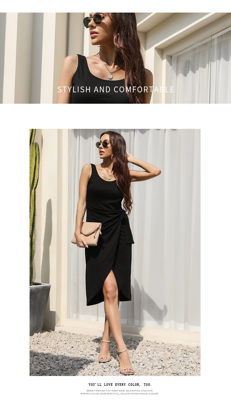 summer new black solid color dress NSYYF61450