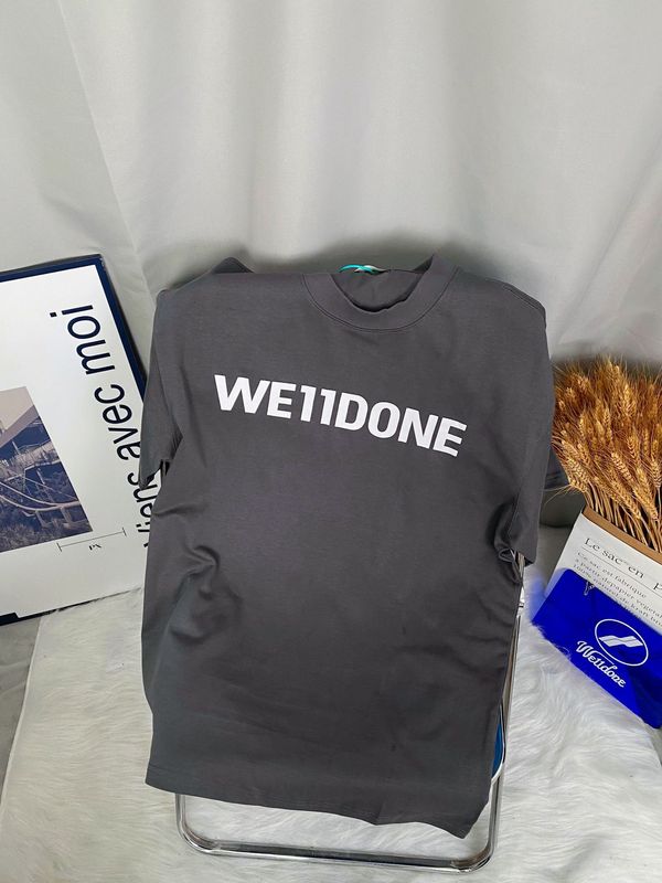 クロスボーダー卸売 25s トレンディなブランドヘビーウェイト WELL ニッチアメリカンスポーツルーズ男性と女性のカップルプリント半袖 T シャツ|undefined