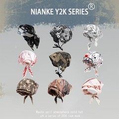 合集~美式废土风y2k辣妹方巾潮酷亚文化复古印花包头帽显脸小头巾