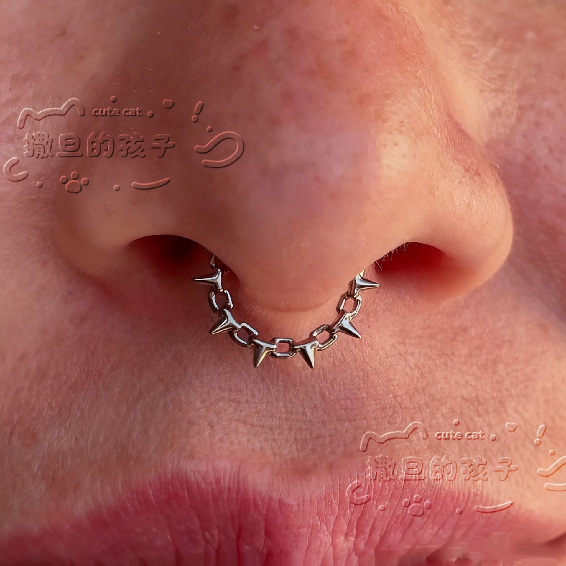 Satan's Child Burning Silver Thorn F136 Titanium Alloy Nose Ring Septum Jewelry Nose Stud Ear Cartilage Ring detail image 1