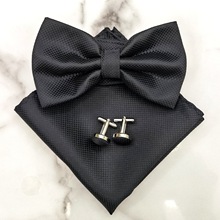 厂家直销领结手帕袖扣套装宴会制服结婚口袋巾现货批发
