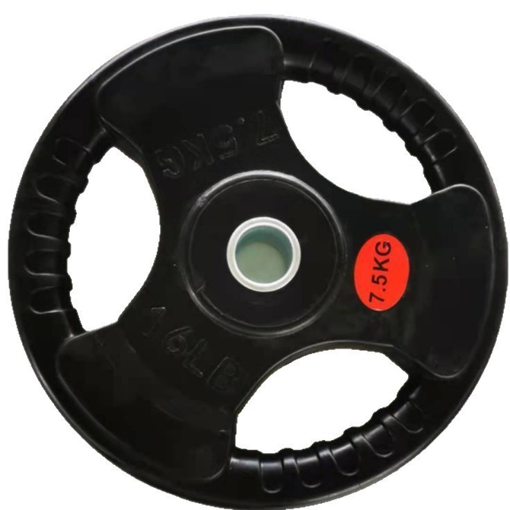 三穴ハンドグリップラバーコーティングバーベルプレート ジム用ウェイト スクワット競技トレーニング ウェイトリフティング 大穴ラバー鋳鉄オリンピックプレート|undefined