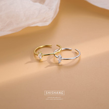诗尚S925纯银锆石戒指设计感小众简约戒指女不掉色高级戒指轻奢