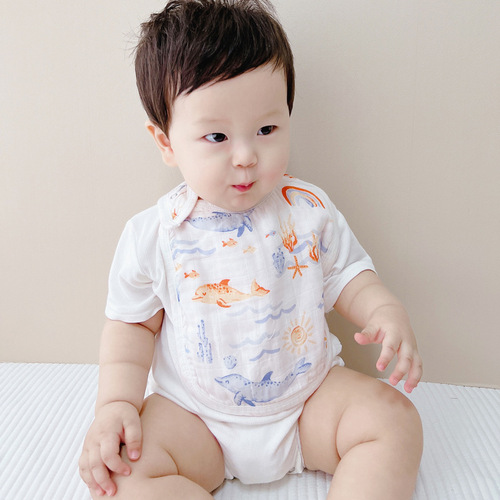 Bamboo cotton 6-layer gauze saliva napkin baby baby products infant saliva bag bib bib baby rice bag