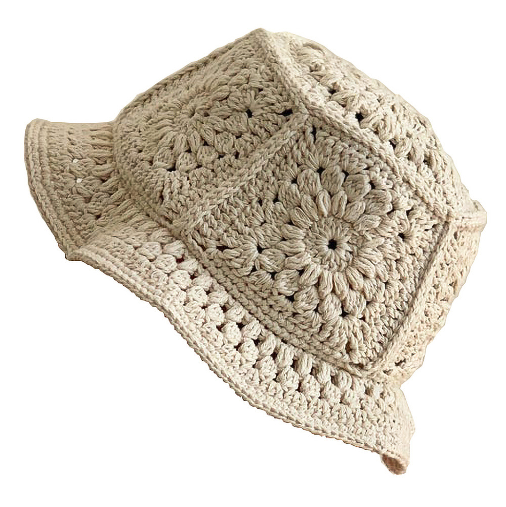 欧美纯手工钩编复古拼花帽四季时尚文艺针织花朵毛线手钩棉线帽子