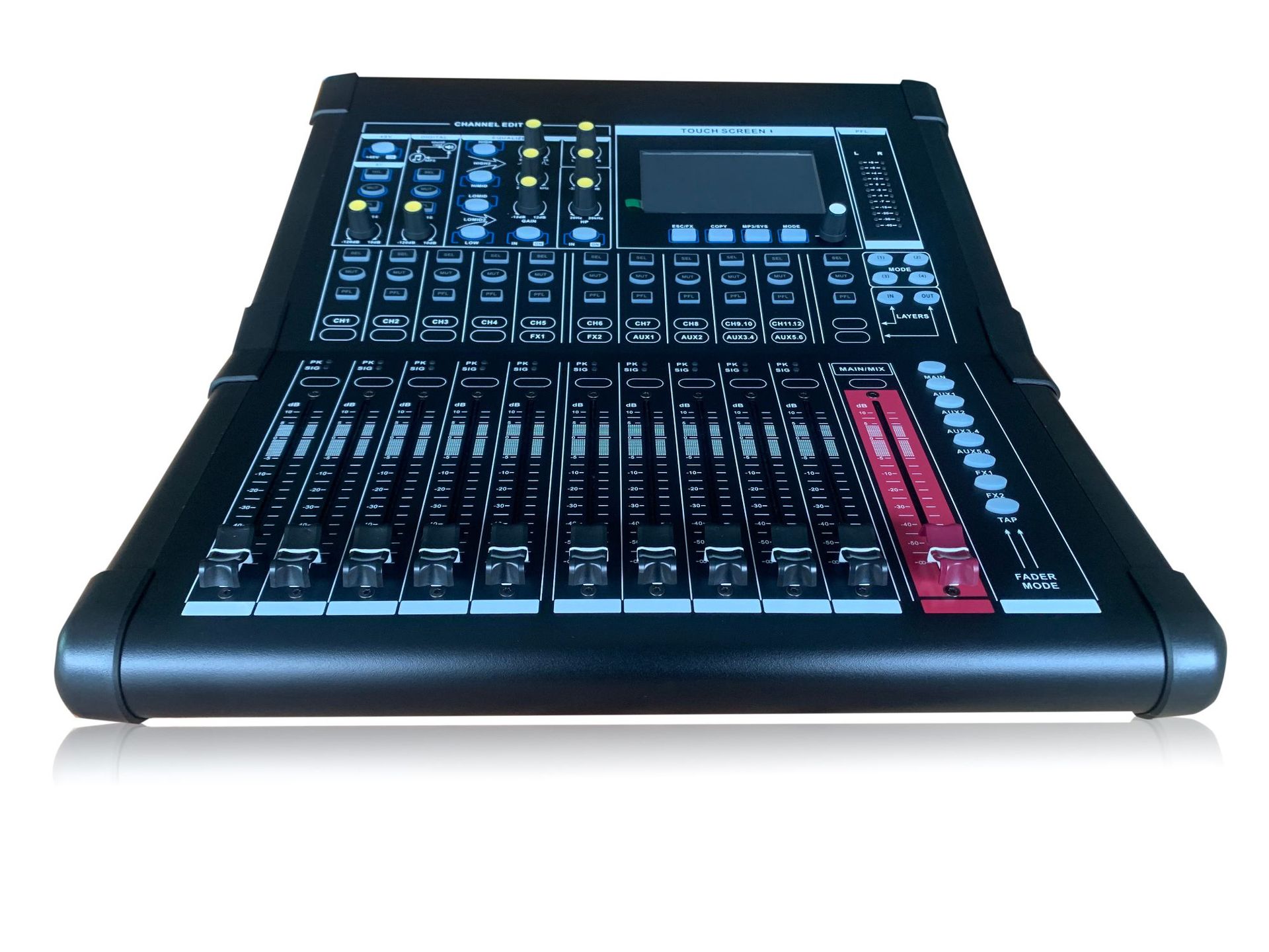 Mezclador digital de 16 canales pantalla táctil enlace de procesamiento de audio registro guardar función de datos de parámetros