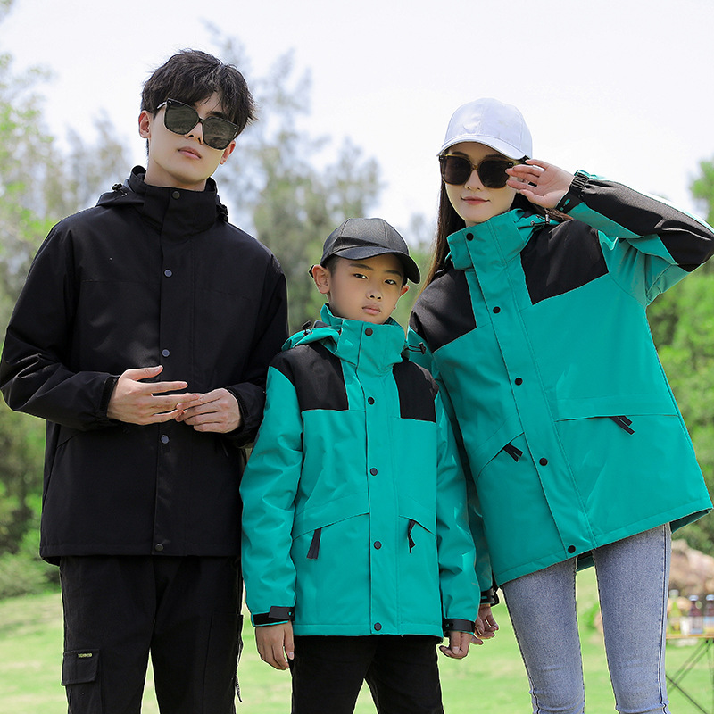 Chaqueta de invierno para hombres y mujeres al aire libre impermeable a prueba de viento tres en uno chaqueta de alpinismo de lana para padres e hijos entrega de transmisión en vivo