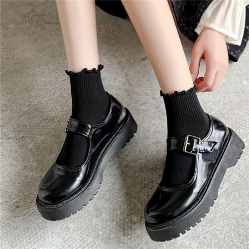 White Mulberry Border JK Socks for Women, Mid-Calf Summer and Autumn Thin Cotton Mary Jane Shoes with Floral Edge, Summer Japanese Style Short Socks