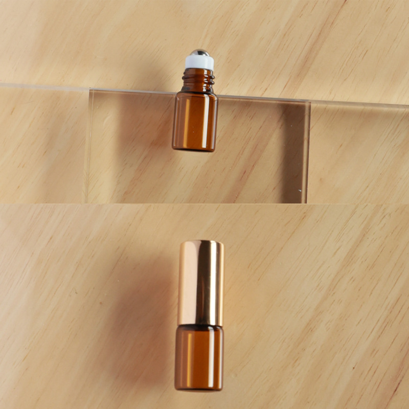Botella roll-on para aceites esenciales cosméticos, botella marrón para aceites esenciales, botella transparente para reactivos, botella roll-on de vidrio, botella de perfume ámbar.