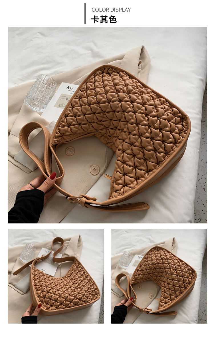 Wide Shoulder Strap Messenger Bag Casual Soft Leather Tote Embroidery Thread Single Shoulder Fashion Underarm Bag display picture 12