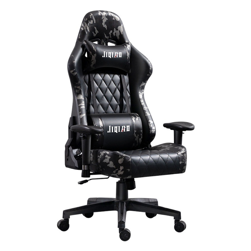 Silla de juego gris camuflado silla ergonómica elevadora doméstica silla de computadora confortable silla de aumento