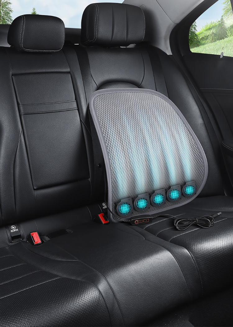 Car Seat USB Three-Speed Adjustable Air-Blown Lumbar Support Cushion for Office Chair Backrest, Ventilation and Lumbar Support Pad for Long Sitting