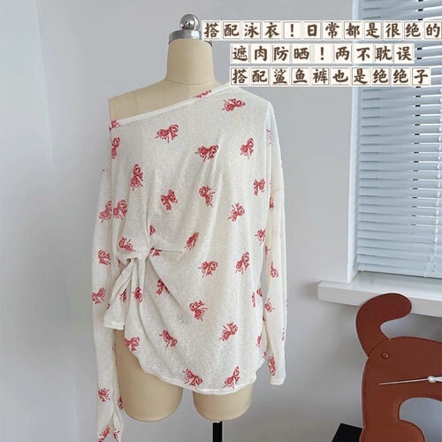 Swimsuits, sun protection clothes, long sleeves, loose and comfortable, flesh, belly protection, sun protection, one-shoulder, beach clothing, wholesale