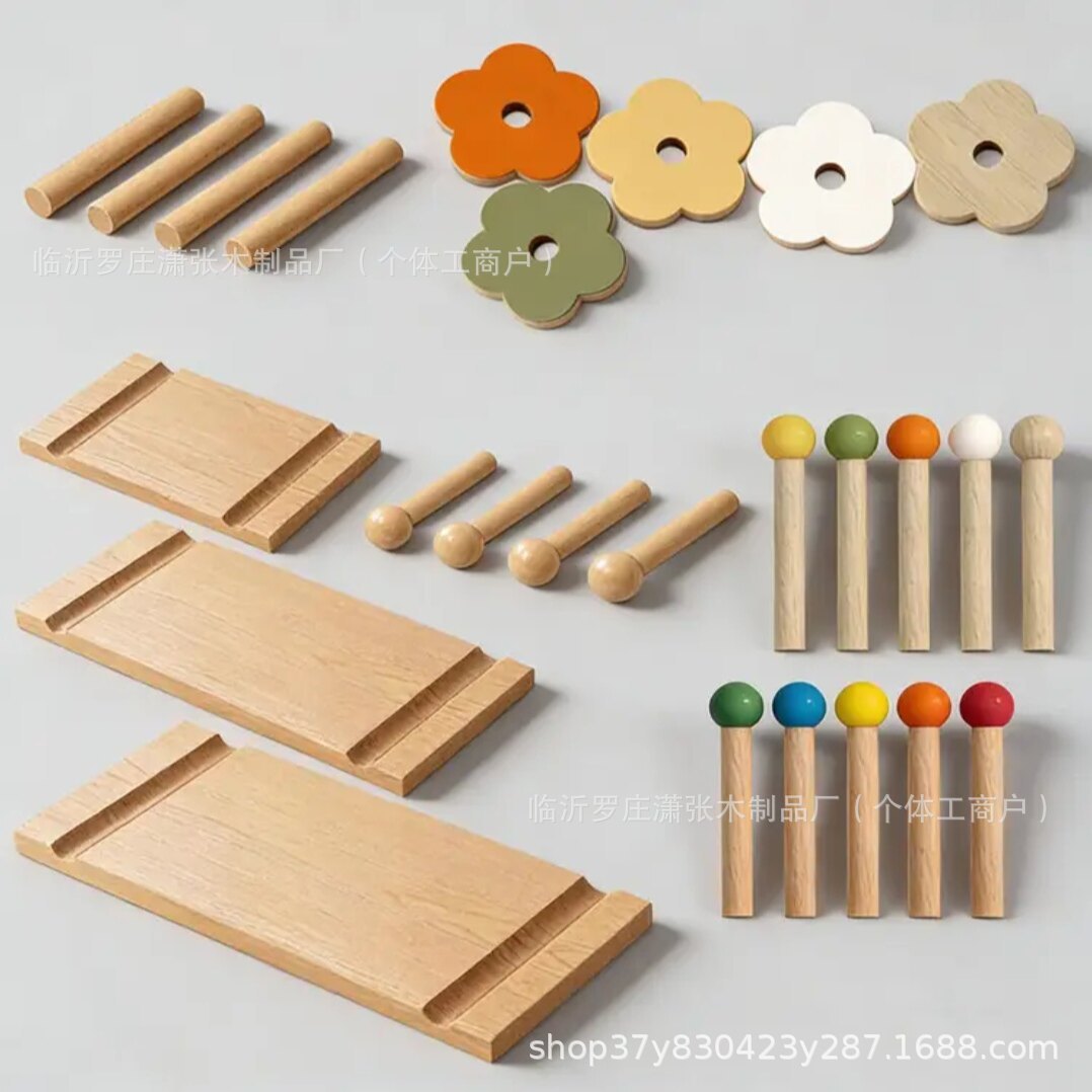 Pegboard accessories, solid wood matchsticks, small flower shelf, storage rack, round wooden sticks, wooden round rods, direct sales from the manufacturer