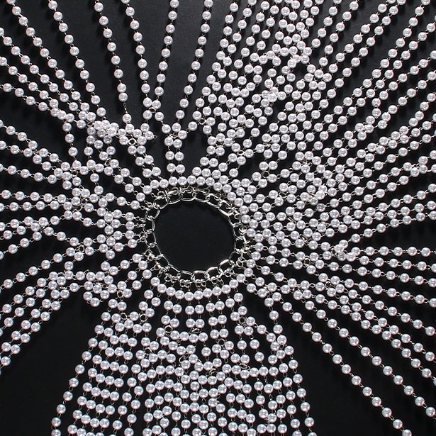 Moda europea y americana borla cadena del pelo de alto grado exagerada perla tocado accesorios para el cabello mascarada accesorios headwear