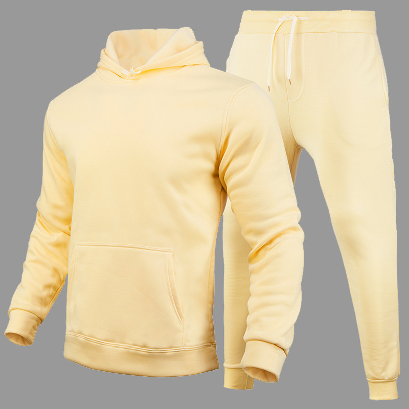 2024 Noul set de pulover sport cu pulover de culoare solidă Hanorac pentru bărbați din lână_voghion.com