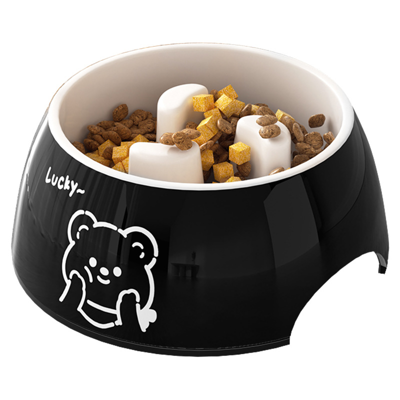 Tazón de comida lenta de melamina impresa en color gran perro Corgi Chai perro tazón de comida casera tazón único anti-deslizante mascota tazón de arroz para perros