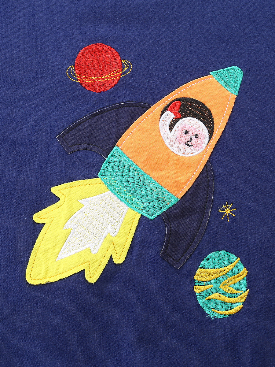 Modas para niños de otoño nueva camiseta infantil de manga larga camiseta impresa de cohetes de estilo europeo y americano camiseta deportiva de niños mezclada