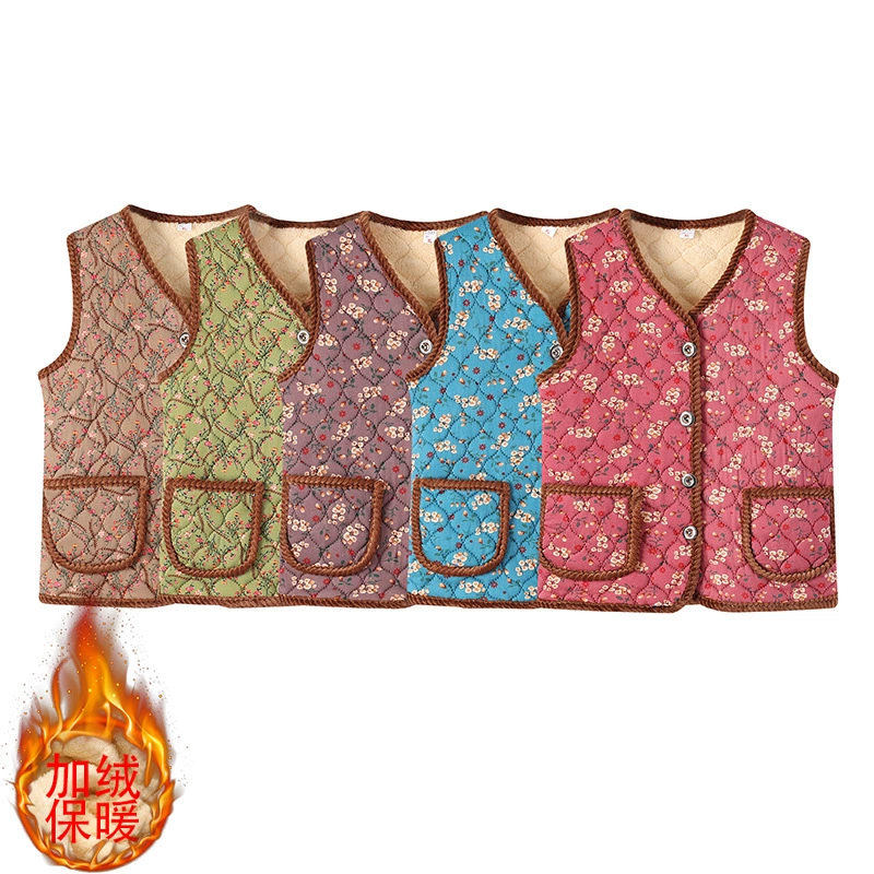 Плюшевый толстый средний и пожилой бабушкиный зимний жилет