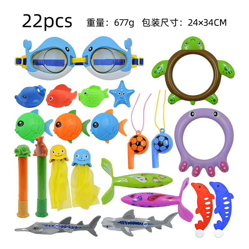 Juguetes de buceo transfronterizos Piscina al aire libre para niños Búsqueda del tesoro Buceo Peces y algas Torpedo Gemas Juego de juguetes acuáticos