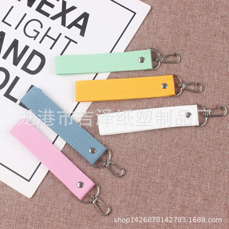 Manufacturer Production Canvas Blank Keychain DIY Name Strip Pendant Travel Bag Backpack Streamer Pendant Anti-lost