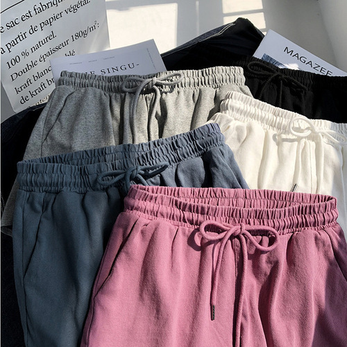 High waist elastic waist sports shorts for women loose casual outer wear 2024 summer new wide leg pants home pajama pants trend