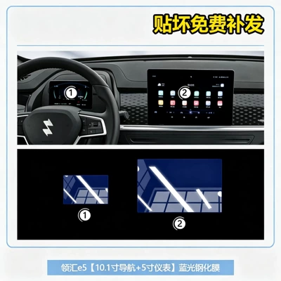 film, navigation and instrument panel — Car interior film - linghui-e5-101inch-navigation-5inch-instrument-panel-blue-light-tempered-glass-screen-protector