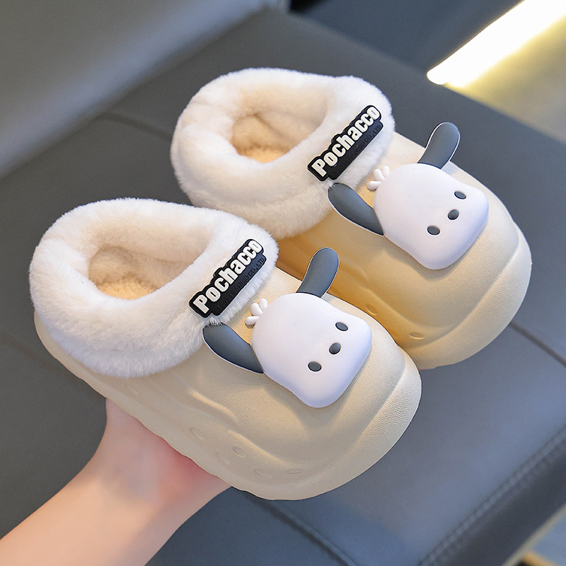 Sanliou zapatillas de algodón de invierno para niños, niñas y niñas, calentamiento y terciopelo, Kulomi, EVA impermeable para padres e hijos, tacones de algodón