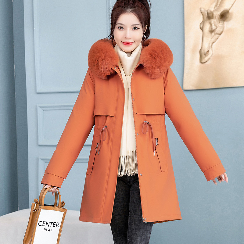 Capa de algodón femenina larga estilo coreano suelta de pluma de tamaño grande en invierno 2023 nuevo estilo para superar la chaqueta de algodón image 11