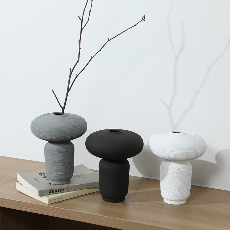 Moderno simple dibujo de seda simple cerámica hecha a mano ornamentos de vasijas de cerámica sala de estar gabinete de televisión decoración de flores de la mesa de comedor