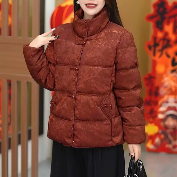 时尚老年妈妈棉衣棉服女冬季新款2025年韩版气质立领女装棉袄外套