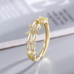 新品雙層蝴蝶活口戒指高顏值法式精工鑲嵌閃鑽少女感戒指環冷淡風