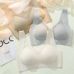 新商品の非磁気ベスト下着女性vネックネット糸無痕無鋼輪ブラジャー