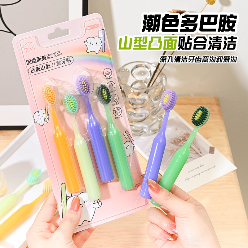 [Children's Mountain Toothbrush] Spiral Soft Bristles Protect Gums and Olive Head for Deep Cleaning and Gentle Teeth Cleaning for Babies Aged 3 to 12 Years Old
